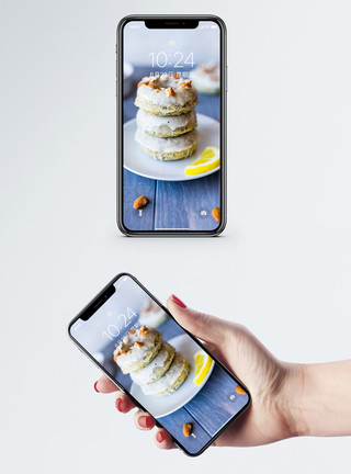可口蛋糕杏仁糕点手机壁纸模板