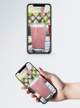 美味草莓汁草莓汁手机壁纸模板