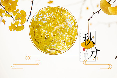 中国传统节气边框秋分设计图片