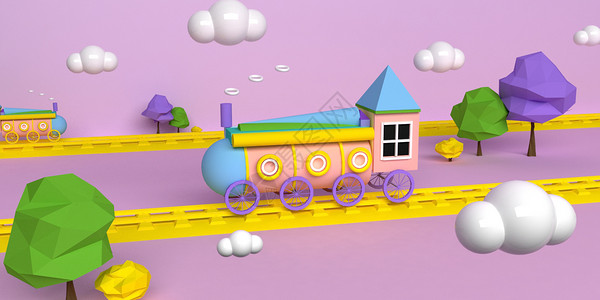 卡通玩具火车儿童火车模型场景设计图片