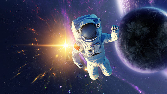 太空漂浮的宇航员中国航天日高清图片素材