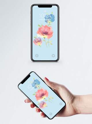 花卉元素背景水彩花卉手机壁纸模板