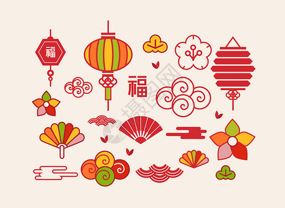 中国风中秋传统节日元素插画