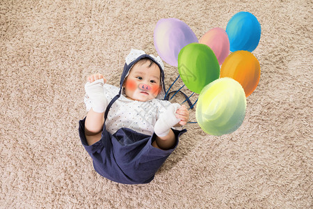 宝宝和气球背景图片