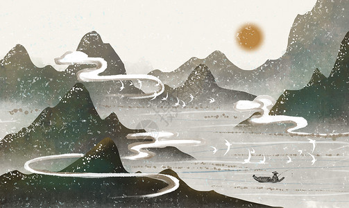 浮世绘素材山水插画