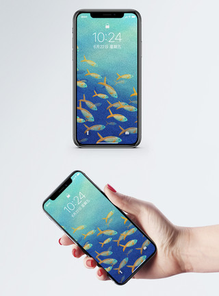 手绘小鱼海洋世界手机壁纸模板