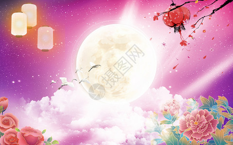 嫦娥和玉兔中秋节海报背景设计图片
