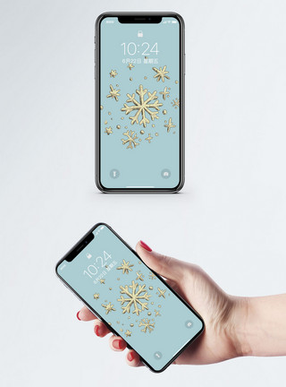 枝藤花纹图案漂浮雪花手机壁纸模板