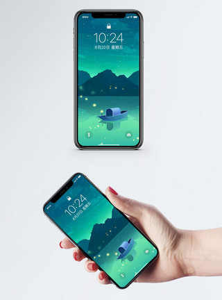绿色酷炫标题绿色小船手机壁纸模板