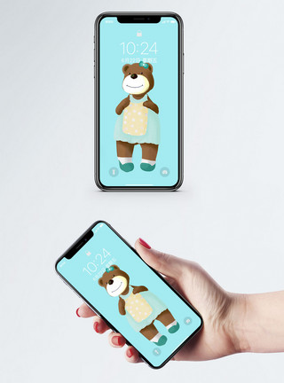 拟人插画熊妈妈手机壁纸模板