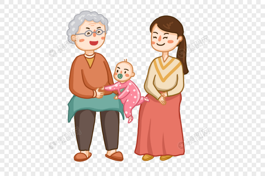 奶奶抱孩子图片