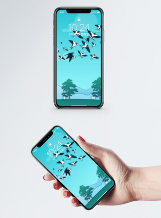 鸟类插画南飞燕子手机壁纸模板