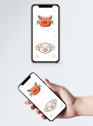 小清新手机图标卡通动物手机壁纸模板