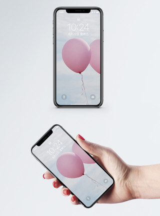漂浮气球素材粉色气球手机壁纸模板