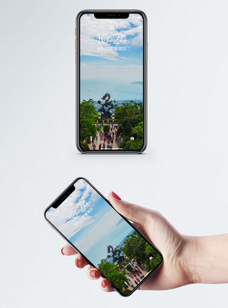 航拍城市全景天堂森林公园手机壁纸模板