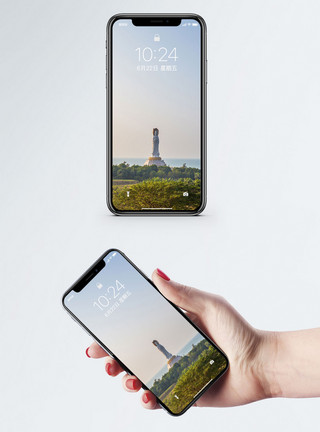 佛教建筑三亚南海观音手机壁纸模板