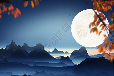 月亮枫叶高清图片素材