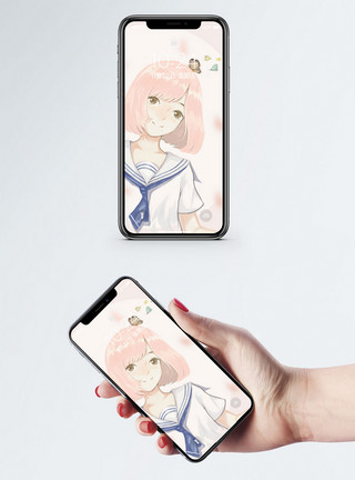 日系卡通动漫女孩手机壁纸模板