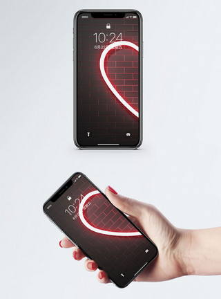 清新心形光效爱心情侣手机壁纸模板