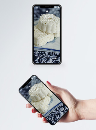 中式糕点桂花糕手机壁纸模板