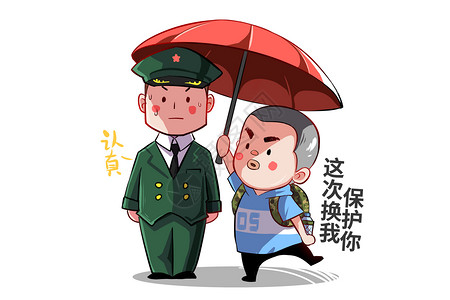 乐福小子卡通形象军人配图高清图片