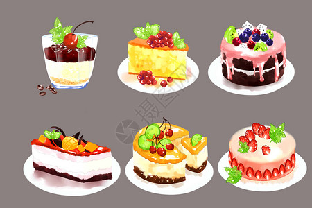 草莓慕斯蛋糕甜点插画