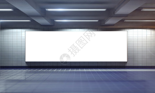 地铁站广告牌地铁站样机设计图片