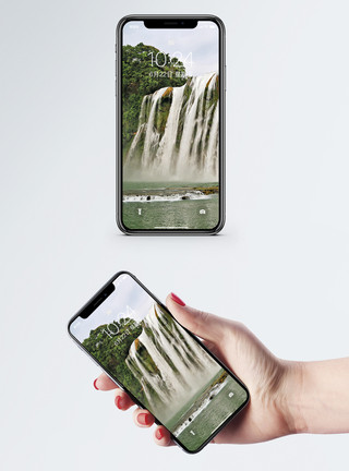 高清瀑布素材黄果树瀑布手机壁纸模板