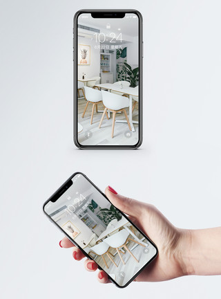 植物椅子桌子咖啡馆室内手机壁纸模板