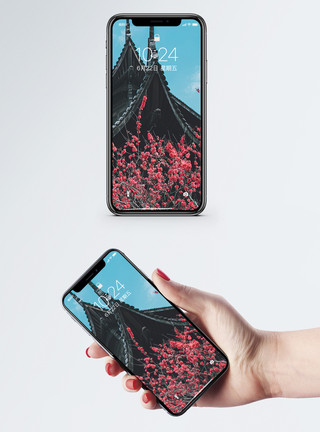 中国特色风景桃花寺庙手机壁纸模板