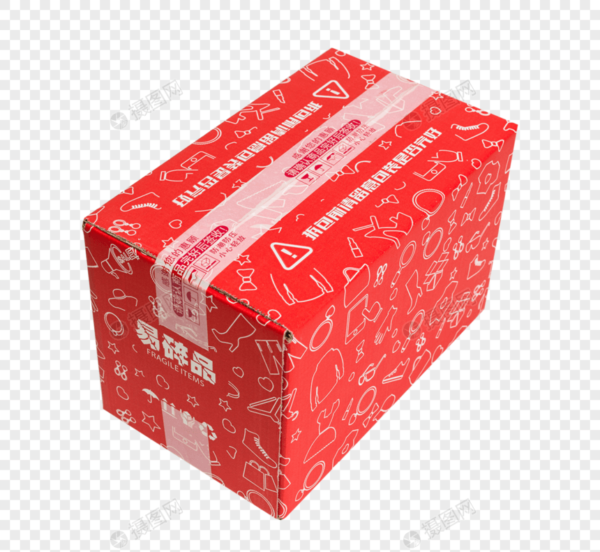 物流快递红色盒子横放图片