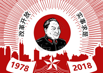 中美40周年改革开放40周年大字报插画