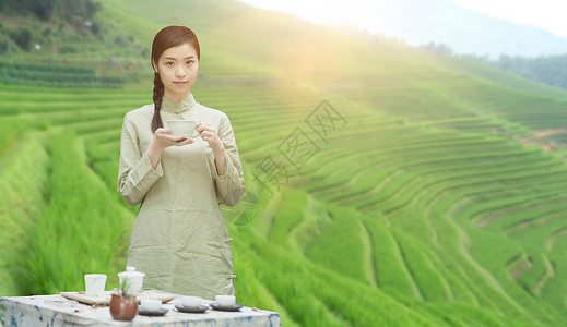 亚洲风光茶与饮食设计图片