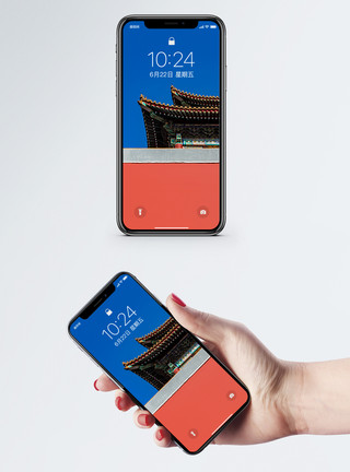 北京传统建筑红墙琉璃瓦手机壁纸模板