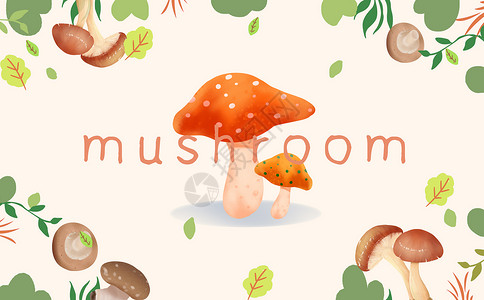 蘑菇大自然植物背景插画