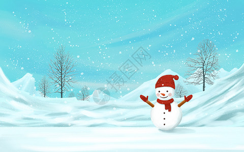 冬季风光立冬雪地的雪人插画插画