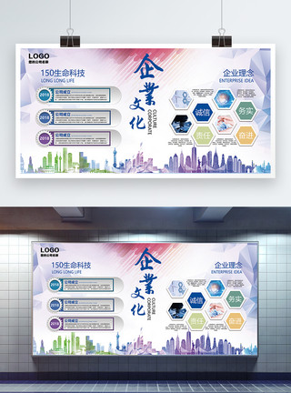 科技企业简介生物医疗企业文化展板模板