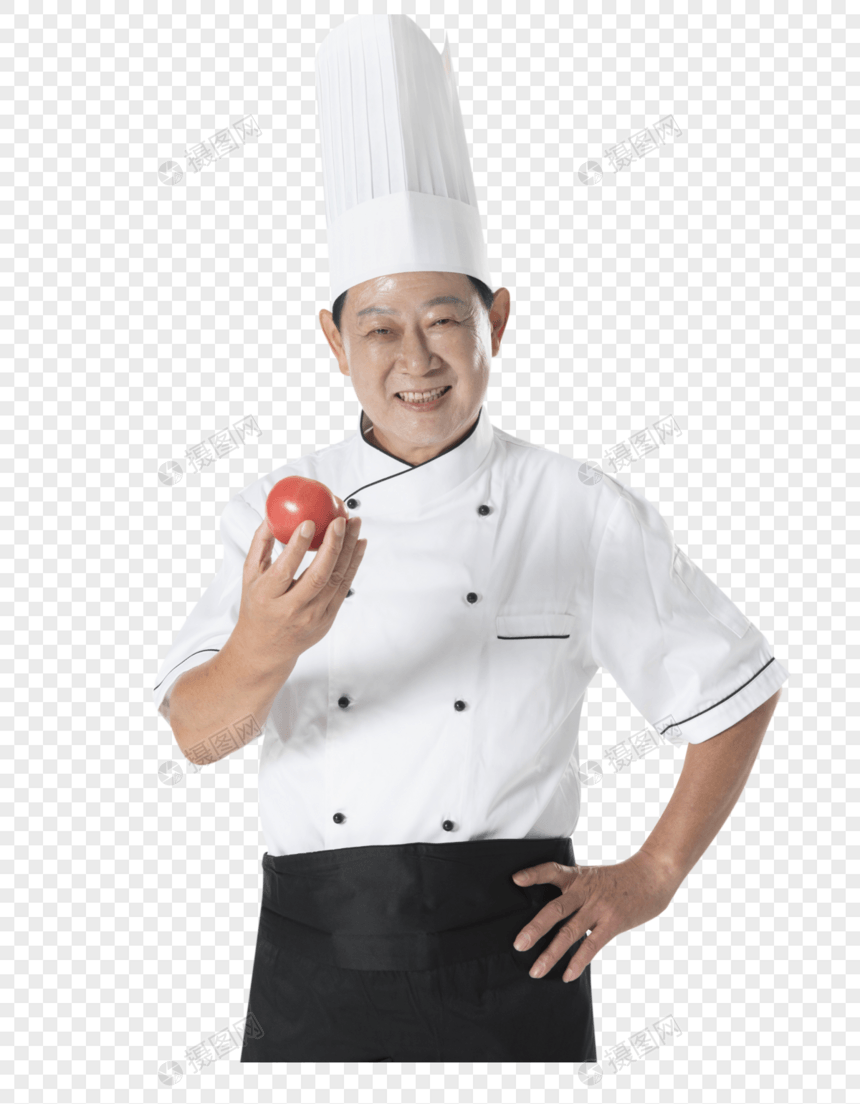 厨师拿西红柿图片