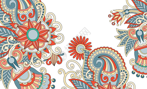 民族服饰花纹和风日系花纹背景插画