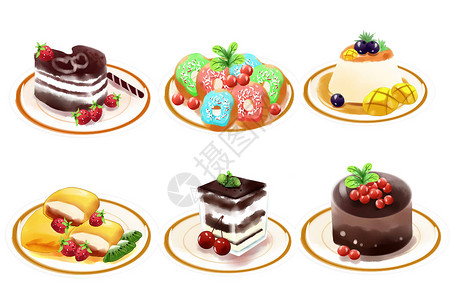 草莓慕斯蛋糕糕点插画