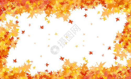 黄色框架装饰秋天手绘枫叶背景插画
