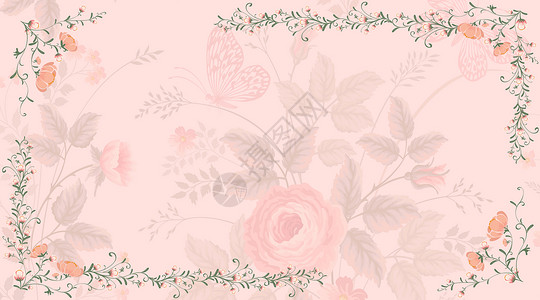 粉色花边小清新花绘背景设计图片