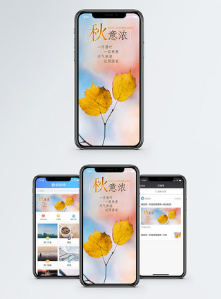 一片树叶秋天手机海报配图模板