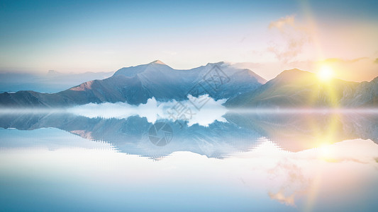 湖倒影创意山峰场景设计图片