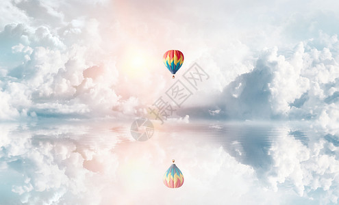 热气球起飞天空之境设计图片