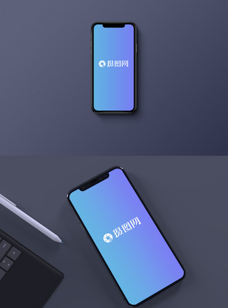 倾斜放置苹果手机样机模板