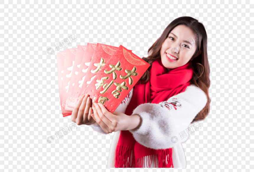 女性手拿红包图片