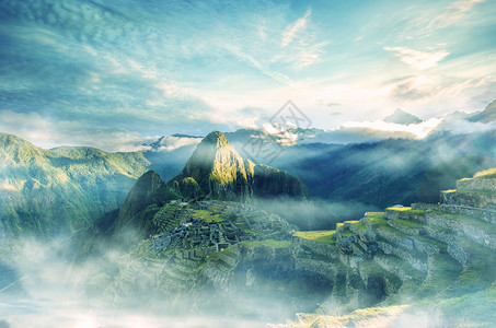 绿色山峦梦幻山脉场景设计图片