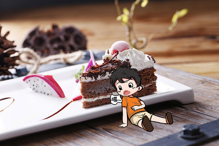 巧克力夹心蛋糕吃饱的小孩设计图片
