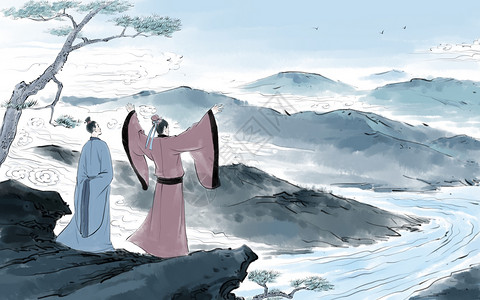 重阳节古人手绘高清图片